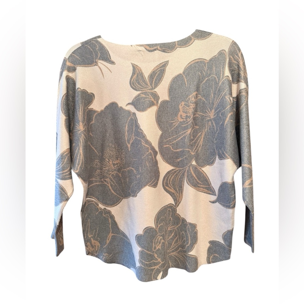 Sioni Women Dolman Floral Print Crew Neck Sweater Rayon Blend Floral - Picture 2 of 5
